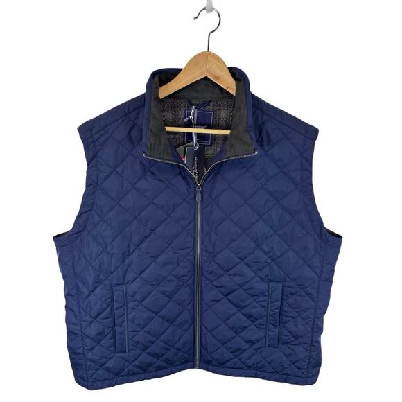 Vineyard Vines Dorset Quilted Vest Navy Blue Full Zip Size XXL New